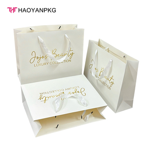 Sacs shopping <span class=keywords><strong>en</strong></span> papier couché avec logo personnalisé <span class=keywords><strong>en</strong></span> or, pour collection de beauté, écologiques, durables, avec poignée <span class=keywords><strong>en</strong></span> ruban, emballage cadeau - Product Image 2