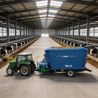 Mélangeur vertical de fourrage TMR à double vis sans fin, attelable à la prise de force du tracteur, pour la préparation de la TMR (Total Mixed Ration) dans les exploitations laitières