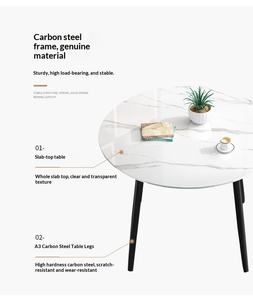 Table à manger ronde pliante en pierre de luxe légère, ensemble de 6 chaises avec pieds en métal, design moderne pour les locaux commerciaux - Product Image 4