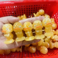 Cristal de Calcita Naranja Natural Tallado en Forma de Animal de Dibujos Animados, Patito Amarillo Enojado, para Adornos y Juguetes Infantiles