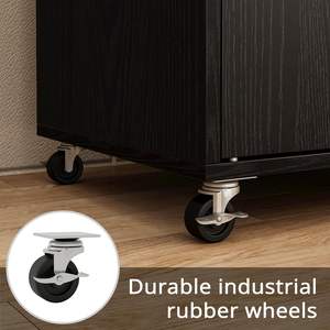 Chariot d'îlot de cuisine à roulettes avec feuille tombante et casier à vin Support pour micro-ondes Chariot de service <span class=keywords><strong>sur</strong></span> roues avec tiroir, étagère et étagère à épices - Product Image 3