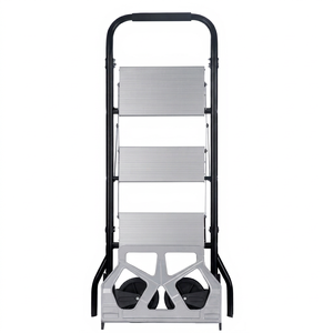 Foldable Hand Trolley Step <b>Ladder</b> Cart <b>Aluminum</b> Rolling Trolley <b>Ladder</b> 2 Step Utility Trolley for Warehouse Home - Product Image 1