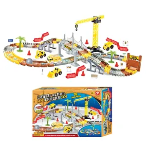 3 años niño juguetes de tren Suppliers-Pista de carreras ligera para coches, camiones de construcción, vías flexibles, 20 piezas de pista flash, juego, crear un camino, regalo de cumpleaños fo