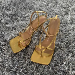 Sandalias Gladiador de Moda, Tacones Altos, Otoño, Sandalias con Cordones y Punta Cuadrada para Mujer - Product Image 6