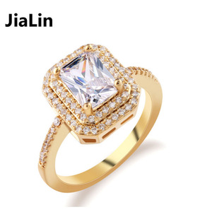 Classique carré en forme de bague en diamant pavé cz 18 k bague en or pour les femmes - Product Image 4