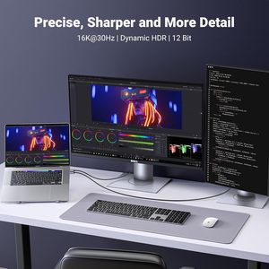 Câble <span class=keywords><strong>UGREEN</strong></span> USB C vers DisplayPort 2.1 <span class=keywords><strong>HDMI</strong></span> 16K 30Hz 8K 120Hz 40 Gbps Thunderbolt 4/3 vers DisplayPort en aluminium - Product Image 4