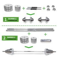 Ensemble d'haltères de haute qualité en chrome de 50 kg, multifonctionnel, pour la remise en forme à domicile, barre d'haltères réglable, ensemble d'haltères de 50 kg