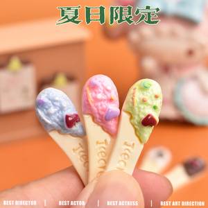 เรซิ่นรูปไอศกรีมน่ารักแบบแบนสำหรับงาน DIY ทำมือ ตกแต่งกิ๊บติดผม เคสมือถือ - Product Image 5