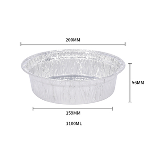 Bán buôn 1100ml Vòng nhôm lá mỏng <span class=keywords><strong>container</strong></span> nhôm lá thực phẩm khay 37oz dùng một lần lấy đi thực phẩm hộp có nắp đậy - Product Image 3