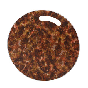 Tabla de cortar redonda de madera con patrón de mármol, bandeja multifunción para frutas, tabla de picar para uso en la cocina - Product Image 4