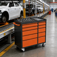 Armoire à outils roulante industrielle à 10 tiroirs avec support OEM, glissières à billes et roulettes robustes pour mécaniciens