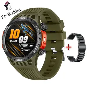 Reloj inteligente Flyrabbit HT22 1,46 pulgadas 360x360 píxeles 450mAh Smartwatch hombres con linterna cámara remota brújula SOS Frecuencia Cardíaca