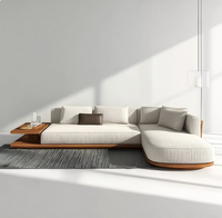 Canapé d'angle modulable de luxe moderne en tissu écologique capitonné pour salon de villa