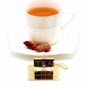 Infuseur à feuilles de thé avec plateau, en acier inoxydable, plaqué <span class=keywords><strong>or</strong></span>, ample, à livraison gratuite, 2017 - Product Image 2