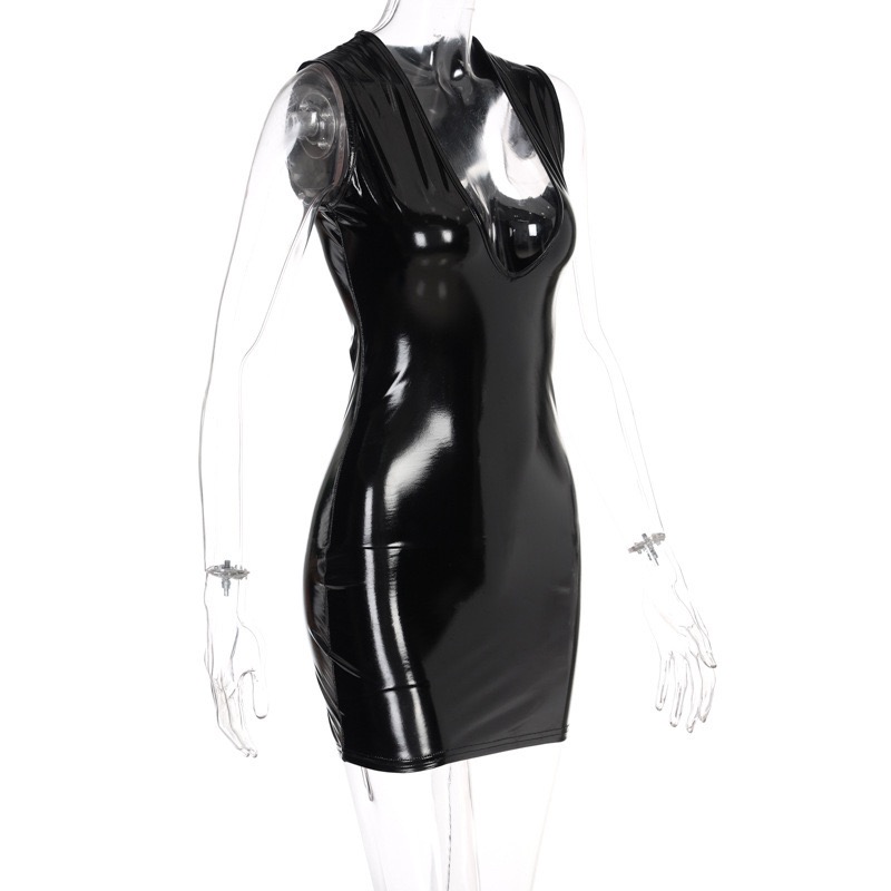 Shop Our 2024 HO Women Leather Bodycon Mini Dress for Night Club