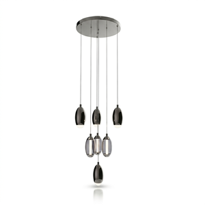Lámpara Colgante Moderna de Cristal Tipo Campana, LED Negra, Altura Ajustable para Sala de Estar, Base E27, Luz Blanca Cálida 3500K - Product Image 1