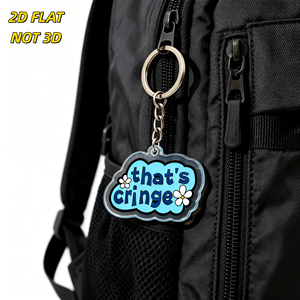 Porte-clés en acrylique « That's Cringe Blue Cloud » avec marguerites blanches et texte audacieux, <span class=keywords><strong>breloque</strong></span> humoristique pour clés et sacs - Product Image 4