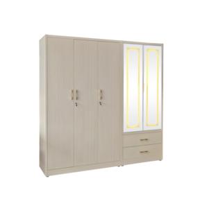 发光二极管照明套装简约金属5门衣柜图案钢Almirah储物柜卧室镜子壁橱Lemari Pakaian - Product Image 1