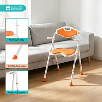 Chaise de douche pliable avec accoudoirs et dossier, siège rembourré en EVA, hauteur réglable, banc de bain pour la sécurité des personnes âgées