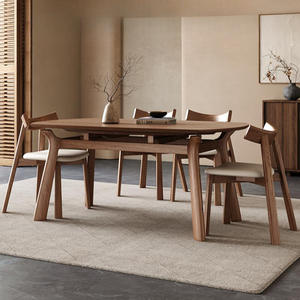 Table à manger ovale extensible en bois massif avec structure en boîte pour salle à manger, usage domestique - Product Image 3