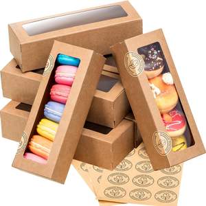 Boîtes à macarons avec fenêtre, boîtes à biscuits avec autocollants, contenants cadeaux longs pour la Saint-Valentin, pour chocolats enrobés - Product Image 1