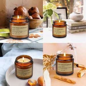 Custom 4 Pack Scented Candle Set Soy Wax Aromatherapy Candles for Home <b>Decoration</b> Amber Glass <b>Jar</b> Candle Gift for Women - Product Image 4