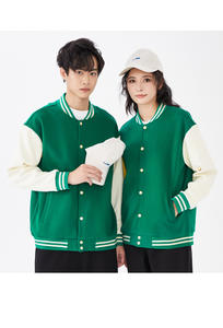 Chaqueta de Béisbol para Hombre, Otoño-Invierno, Básica, Color Sólido, 330GSM, Hombros Caídos, Cuello Alto, Ecológica, 100% Algodón - Product Image 2