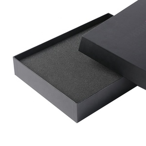 Recyclable Luxurious custom black rigid gift box with black foam lining