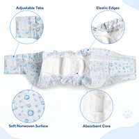 Pañales Desechables para Perros Machos con Cintas Abdominales Impresas, Súper Absorbentes, Resistentes a Fugas, Ajuste Cómodo para Uso Diario