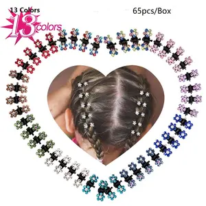 Rhinestone Flower Hairpins Hair Claw Clips 13 cores misturadas 2.5 Cm Hair Claw Clips para crianças Meninas