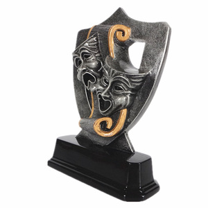 Trofeo de máscara de <span class=keywords><strong>drama</strong></span> de placa personalizada de resina de plata antigua - Product Image 2