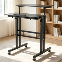 Bureau d'ordinateur réglable en bois pour le télétravail et l'étude, avec plateau segmenté, roulettes orientables et fonction de pliage facile
