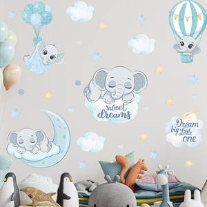 Nuovo Design Adesivo Murale Elefante Cartoon con Nuvola per Cameretta Bambino - Product Image 2