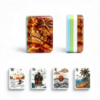 Jeu de Mahjong américain, 160 tuiles en acrylique, quatre couches, thème océan bleu, tuiles de Mahjong de luxe avec étui pour 4 joueurs, jeu à domicile