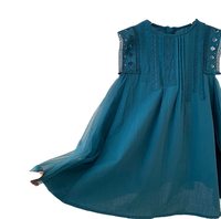 Best-seller Robe d'été décontractée de style coréen pour filles Motif floral et solide Tulle Patchwork Sans manches en tissu de mousseline de soie