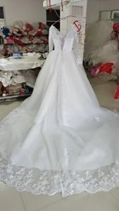 Abiti <span class=keywords><strong>da</strong></span> Sposa Principeschi Dubai 2024, Stile Arabo, Scollatura a V, <span class=keywords><strong>Maniche</strong></span> Lunghe, Applicazioni in Pizzo e Perline, Abiti Formali per Cerimonie in Chiesa - Product Image 5