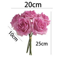 5 Zweige Seidenrosen-Blumenstrauß für Heimdekoration, Hochzeit, Erntedankfest, Abschlussfeier, Außendekoration, Fotografie-Requisiten