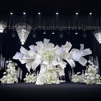 BJ260660-20 Grande plante artificielle blanche en dentelle en forme de feuille, idéale pour centre de table de mariage, décoration de scène ou d'allée.