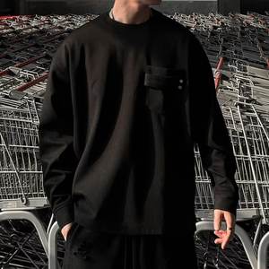 Camiseta de Lana de Manga Larga para Parejas, Estilo Retro Americano, Minimalista, Urbano, con Bloques de Color, Gruesa, Moderna, para Primavera - Product Image 2