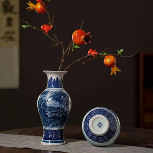 नीले और सफेद मिट्टी के बरतन घर के सजावट के लिए सुंदर लंबी बोतलें, पारंपरिक डिजाइन - Product Image 3