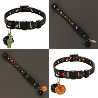 Collier de chat réglable de luxe pour Halloween, motif dessin animé moderne, avec clochette, breloques mignonnes araignée, chauve-souris, fantôme, citrouille, doux