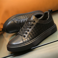 Chaussures décontractées pour hommes en cuir véritable tissées à la main avec semelle souple en caoutchouc, fourniture directe d'usine