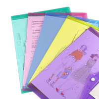 Enveloppes en plastique de dossier de la lettre A4 de PVC avec la poche d'étiquette et le sac clair coloré de document du bouton PP pour l'organisateur de bureau à la maison