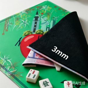 Tapis <span class=keywords><strong>de</strong></span> Mahjong à motif pomme rouge et feu d'artifice festif, texture tissu doux, jeu compétitif, fusion culturelle - Product Image 3