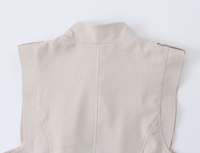Robes d'été décontractées sans manches à col rond et boutonnées de couleur kaki pour femmes