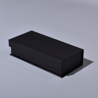 Boîte cadeau magnétique noire pour bijoux, emballage personnalisé avec logo, insert en mousse, boîte rigide de luxe à couvercle rabattable, insert découpé sur mesure, vente en gros