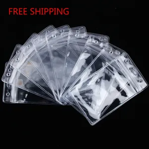 Titolare della carta di plastica trasparente in vinile all'ingrosso, porta Badge identificativo in PVC morbido trasparente a buon mercato