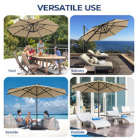 Parasol de jardin moderne de 2,7 m avec 6 baleines en fibre de verre, parasol de table avec poignée, mobilier d'extérieur