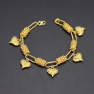 Jxx <b>24k</b> <b>Gold</b>-Plated Women's Heart-Shaped Brass <b>Bracelet</b> Charm <b>Bracelets</b> with Zircon Fashion Jewelry Wholesale - Product Image 5