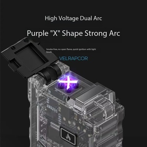 Briquet à double arc haute tension VELRAPCOR, violet, en forme de X, arc puissant, rechargeable par USB, lampe de poche portable d'urgence KM8201 - Product Image 1